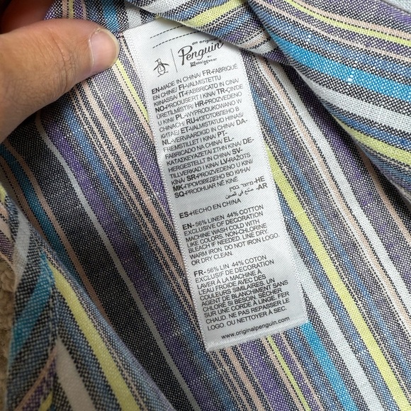 Original Penguin Short Sleeve Button Down Shirt Small Multicolor Stripe - Picture 4 of 7